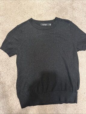 LAUREN Ralph Lauren Black Metallic-Thread Crewneck Sweater